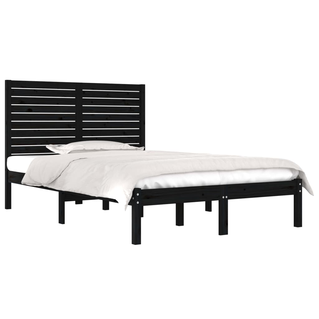 vidaXL Estrutura cama pequena casal 120x190 cm pinho maciço preto