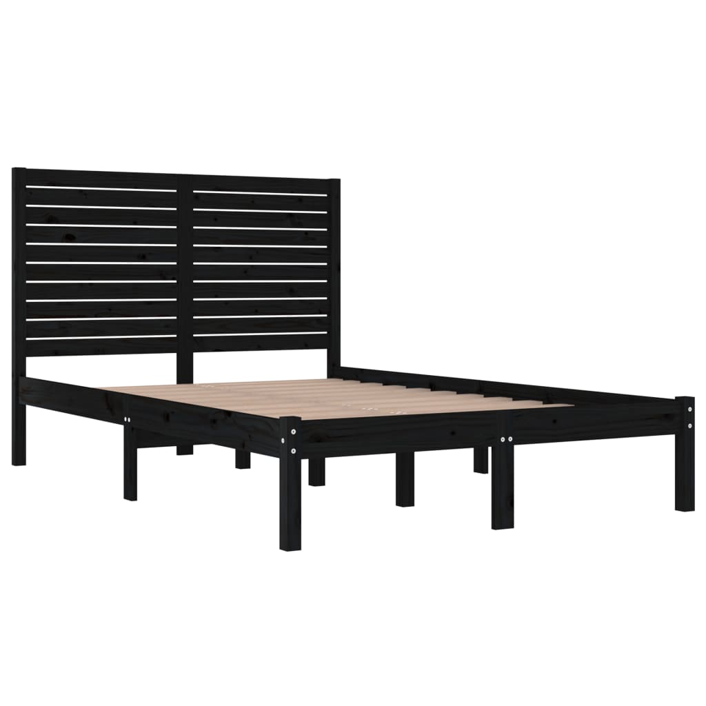 vidaXL Estrutura cama pequena casal 120x190 cm pinho maciço preto