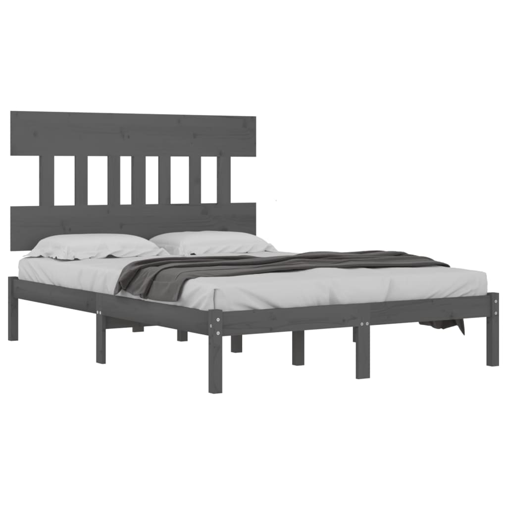 vidaXL Estrutura de cama super king 180x200 cm madeira maciça cinza