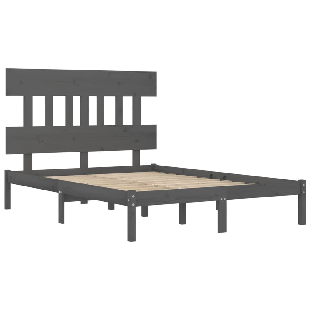 vidaXL Estrutura de cama super king 180x200 cm madeira maciça cinza