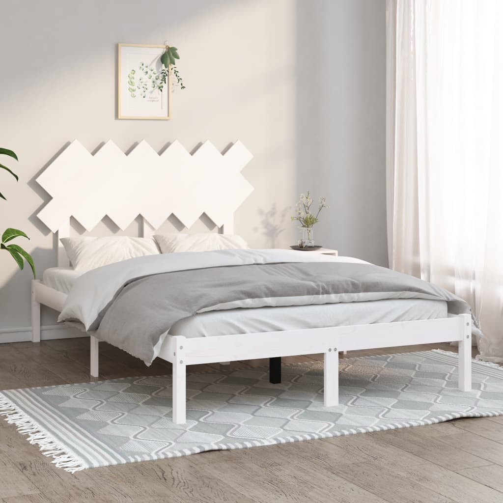 vidaXL Estrutura de cama 120x200 cm madeira maciça branco