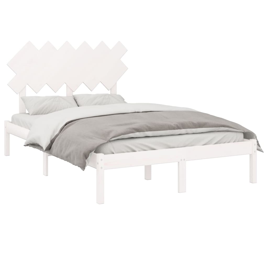 vidaXL Estrutura de cama 120x200 cm madeira maciça branco