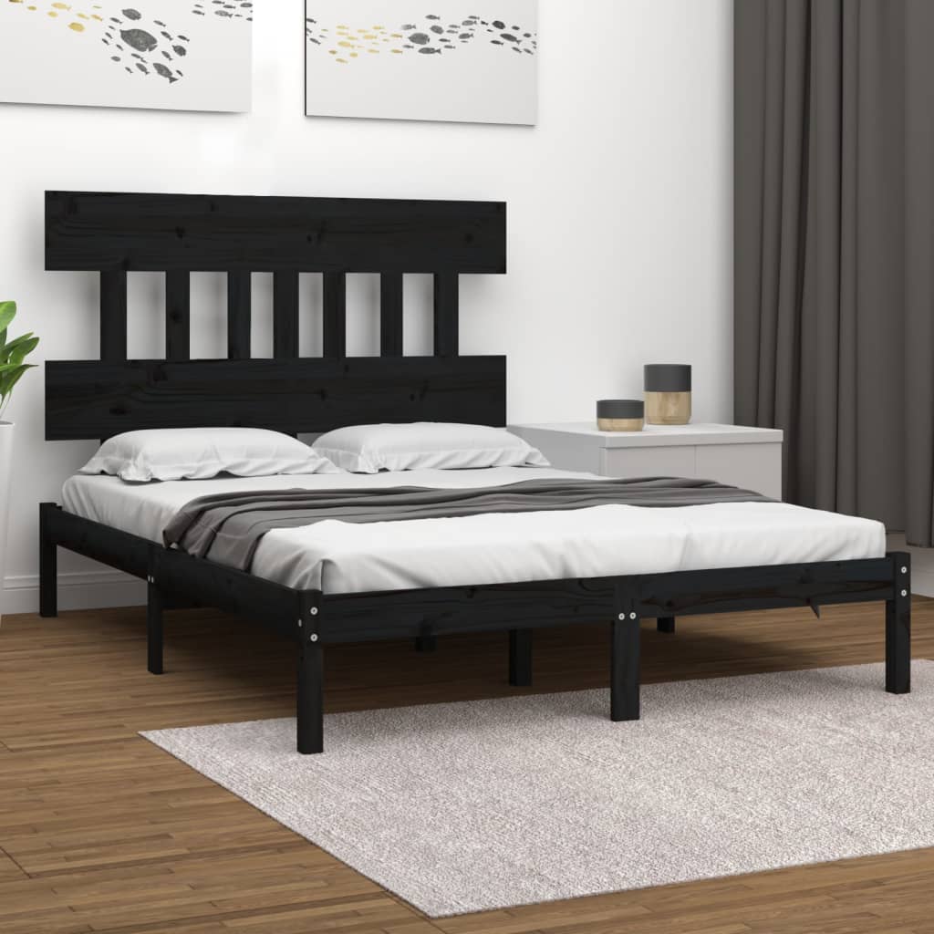 vidaXL Estrutura de cama super king 180x200 cm madeira maciça preto