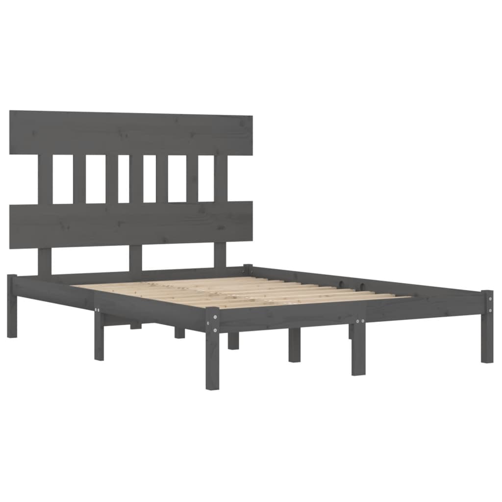 vidaXL Estrutura de cama 200x200 cm madeira maciça cinzento