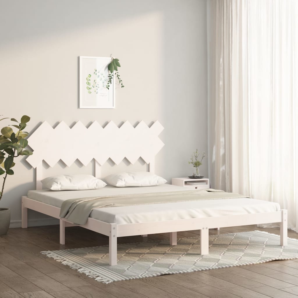 vidaXL Estrutura de cama 160x200 cm madeira maciça branco