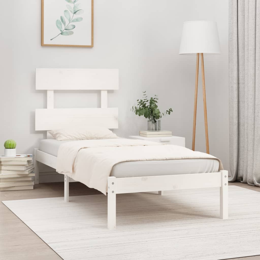 vidaXL Estrutura de cama 90x200 cm madeira maciça branco