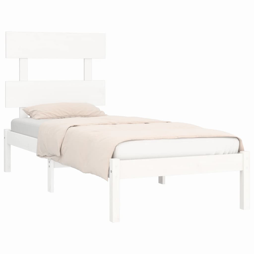 vidaXL Estrutura de cama 90x200 cm madeira maciça branco