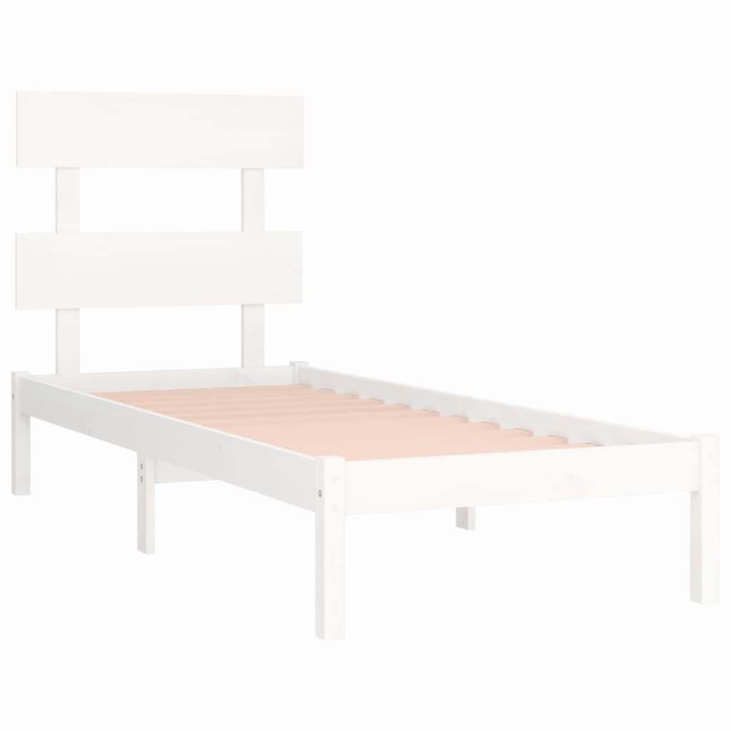 vidaXL Estrutura de cama 90x200 cm madeira maciça branco