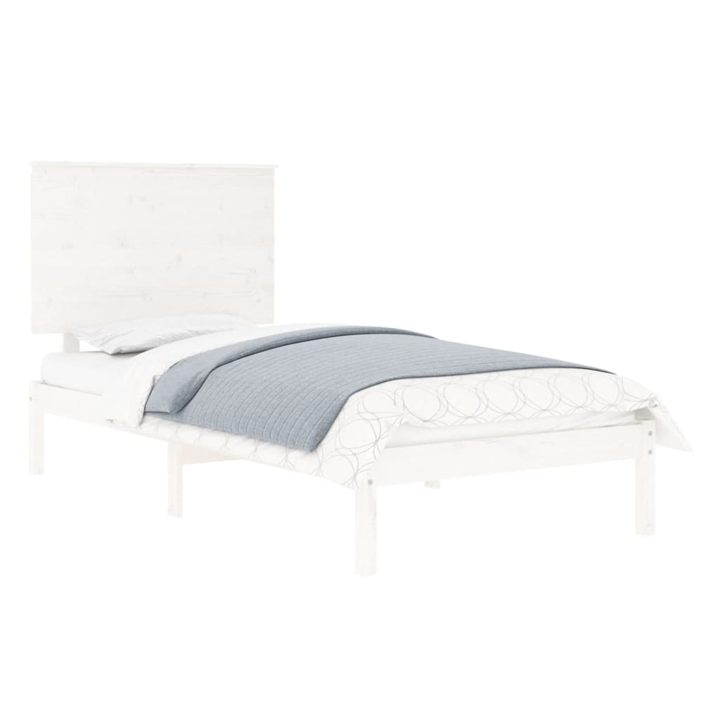 vidaXL Estrutura de cama solteiro 90x190 cm madeira maciça branco