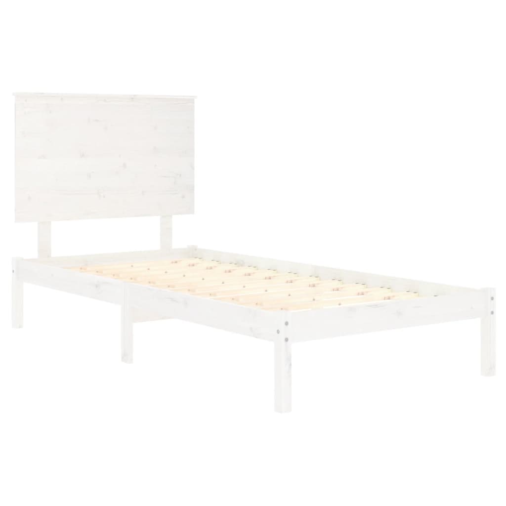 vidaXL Estrutura de cama solteiro 90x190 cm madeira maciça branco