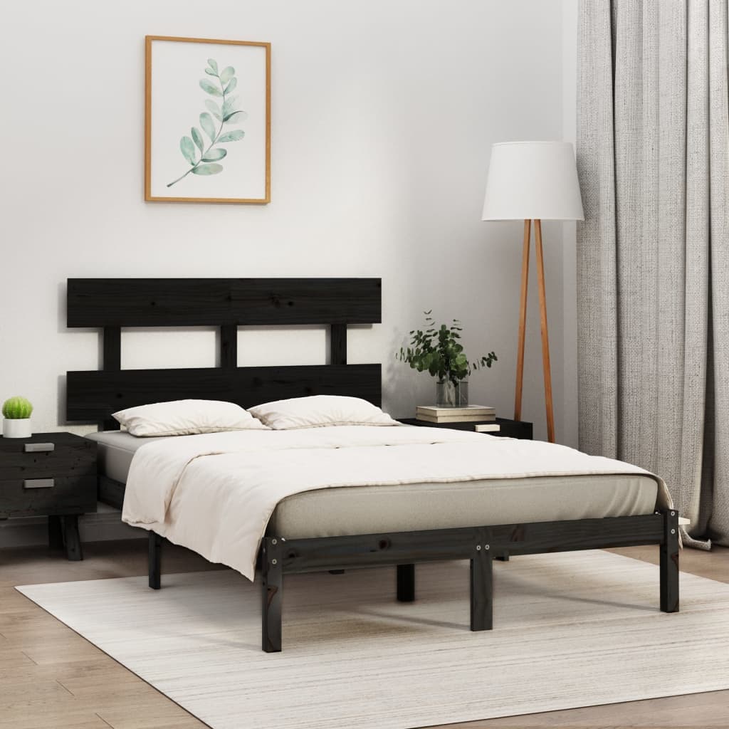 vidaXL Estrutura de cama super king 180x200 cm madeira maciça preto