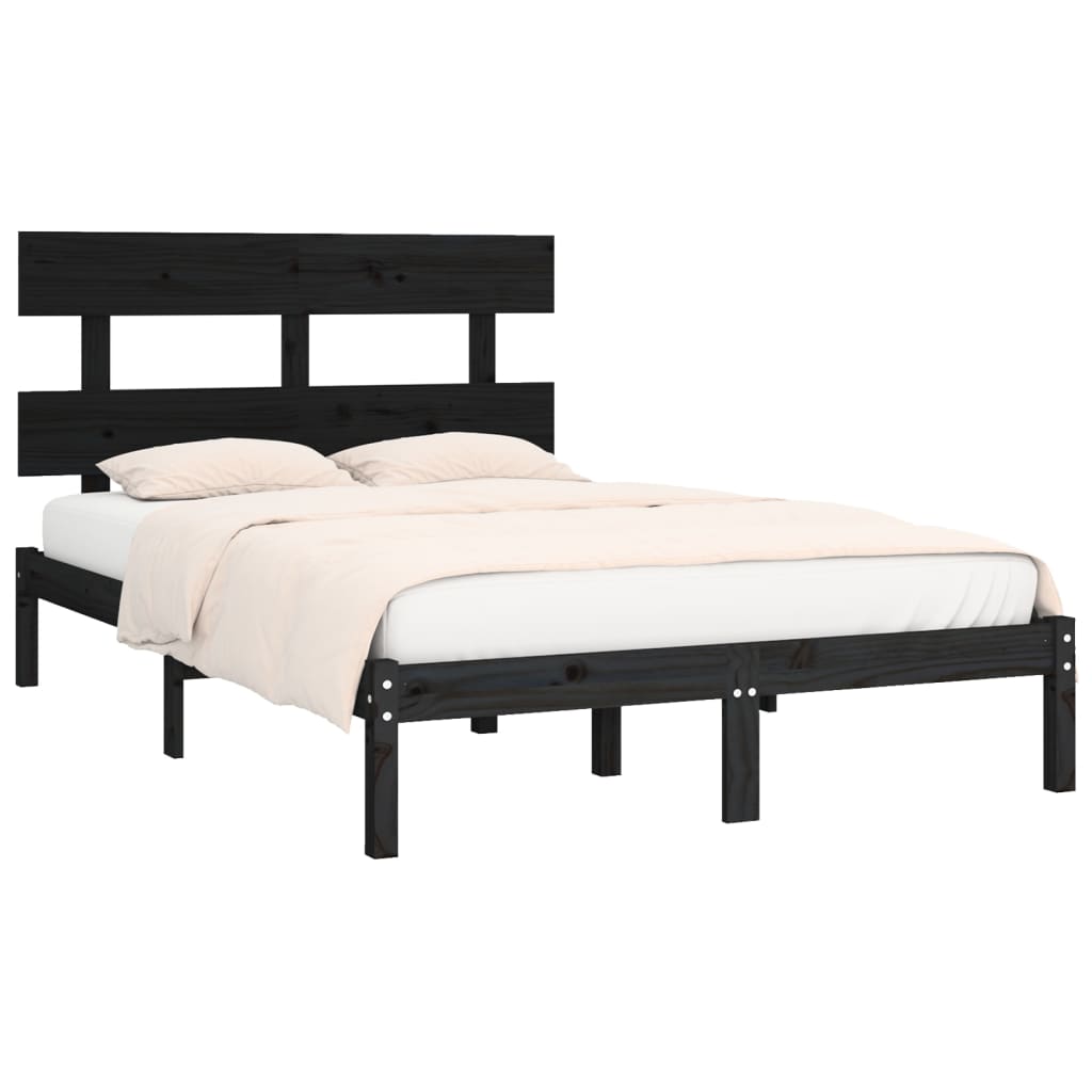 vidaXL Estrutura de cama super king 180x200 cm madeira maciça preto