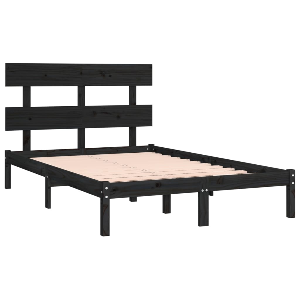 vidaXL Estrutura de cama super king 180x200 cm madeira maciça preto