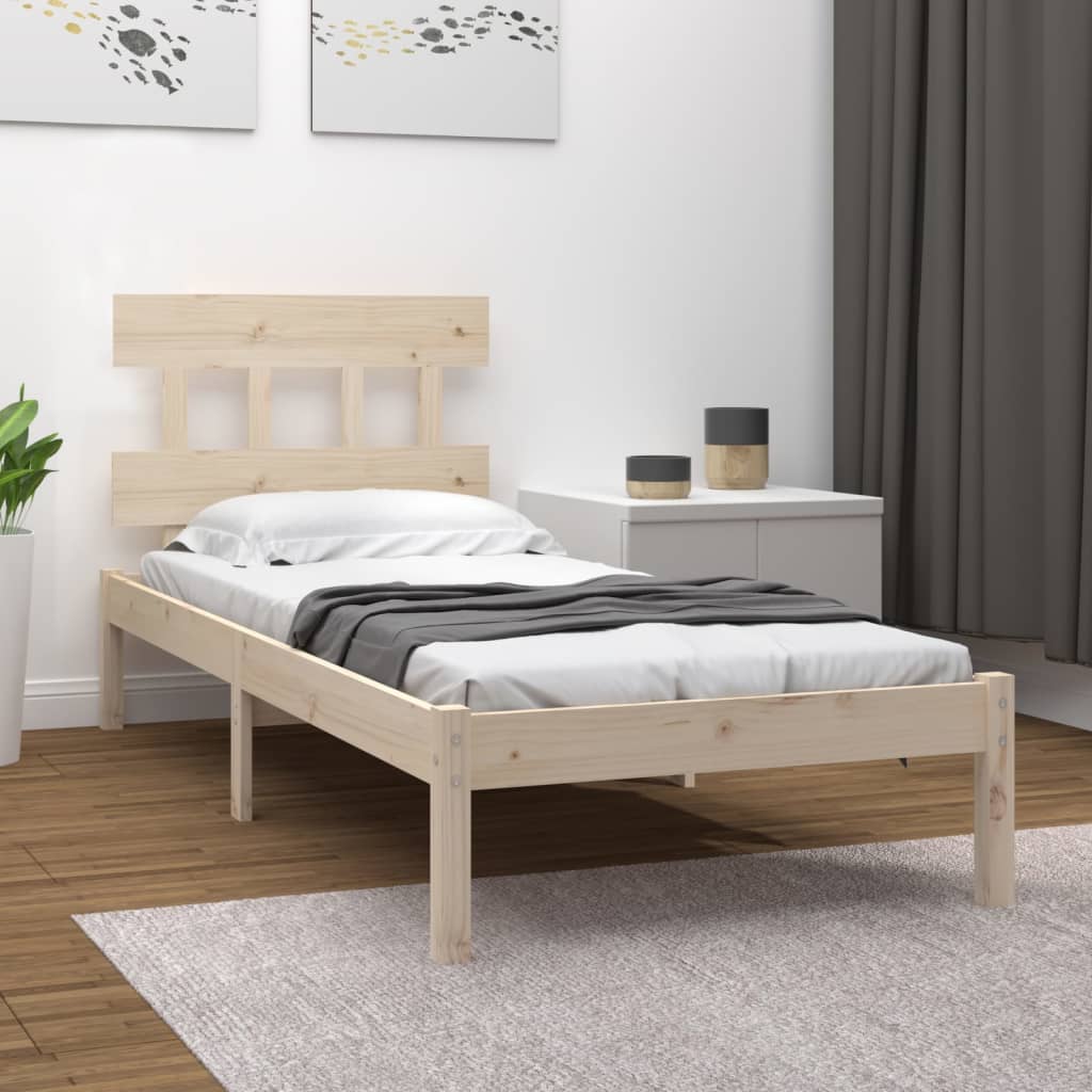 vidaXL Estrutura de cama solteiro 90x190 cm madeira maciça