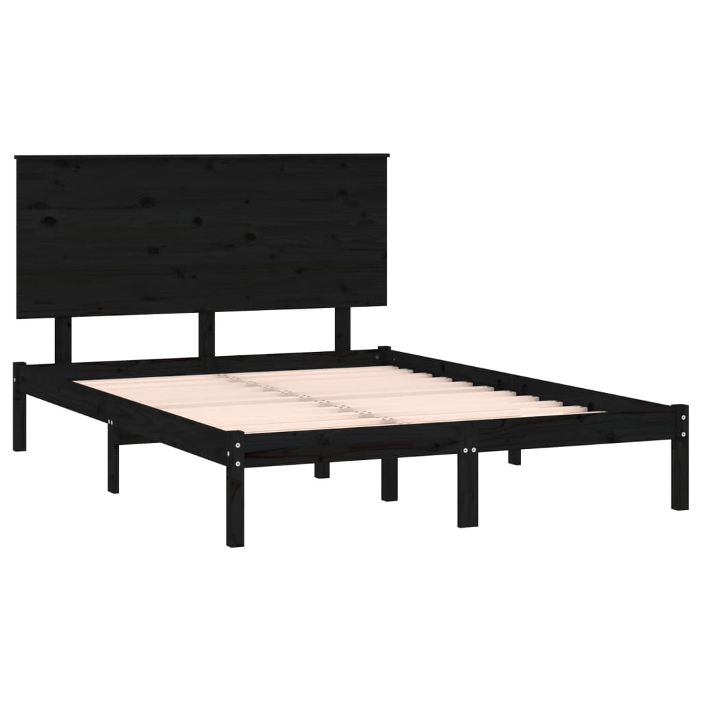 vidaXL Estrutura de cama 140x200 cm madeira de pinho maciça preto