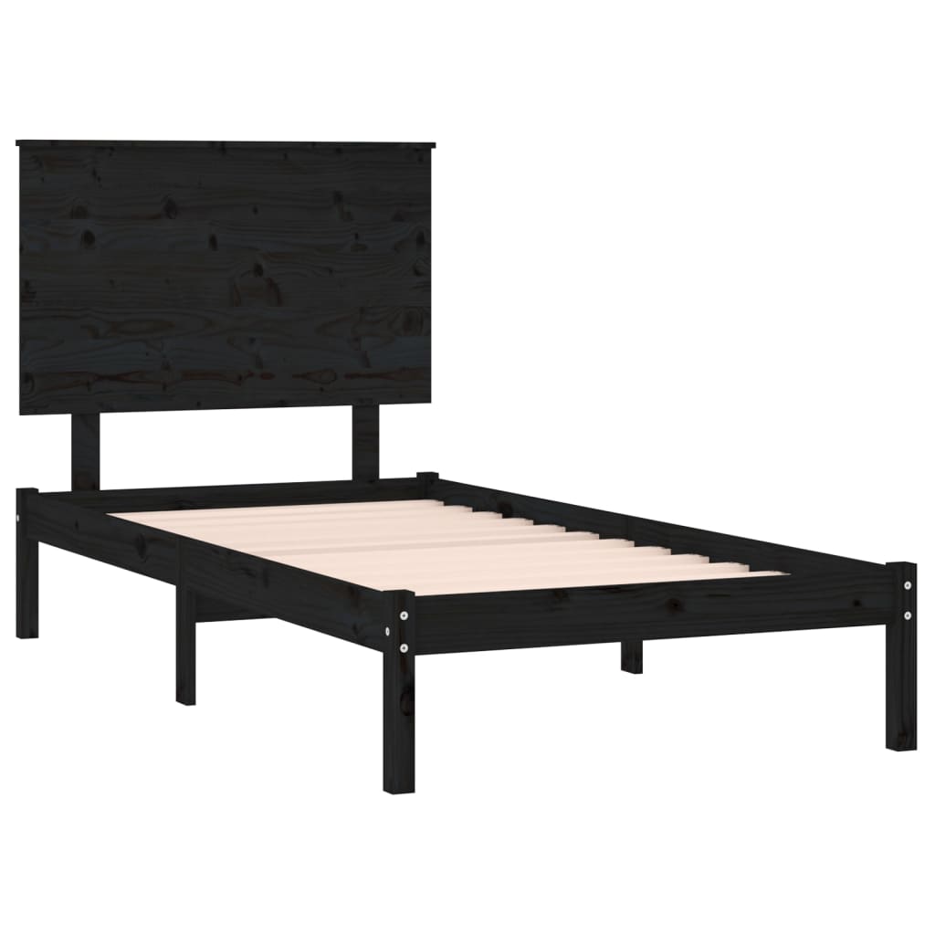 vidaXL Estrutura de cama 100x200 cm pinho maciço preto