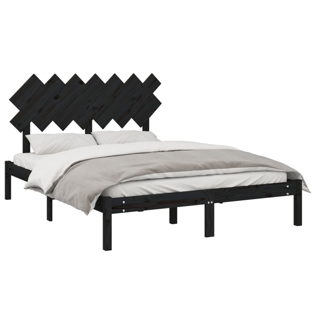 vidaXL Estrutura de cama 140x200 cm madeira maciça preto