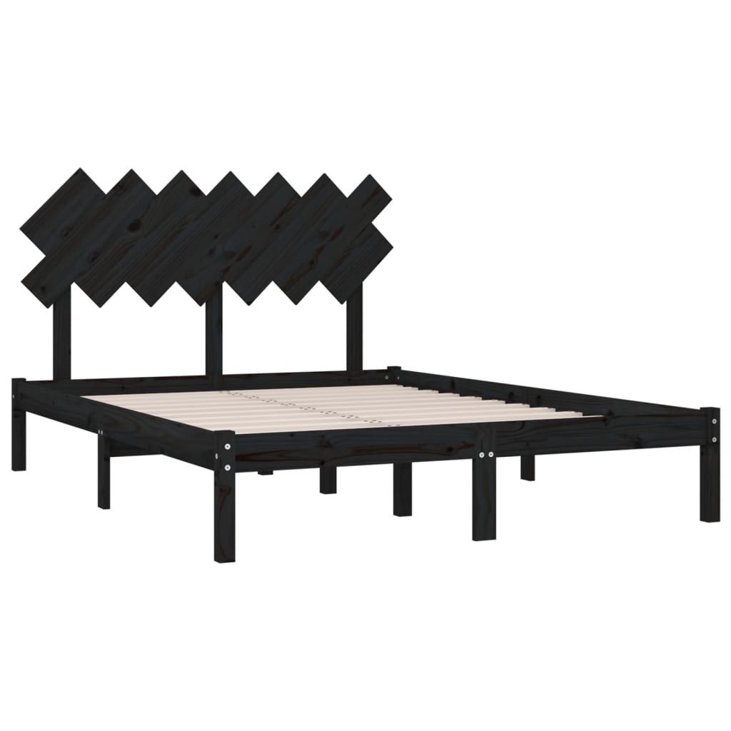 vidaXL Estrutura de cama 140x200 cm madeira maciça preto