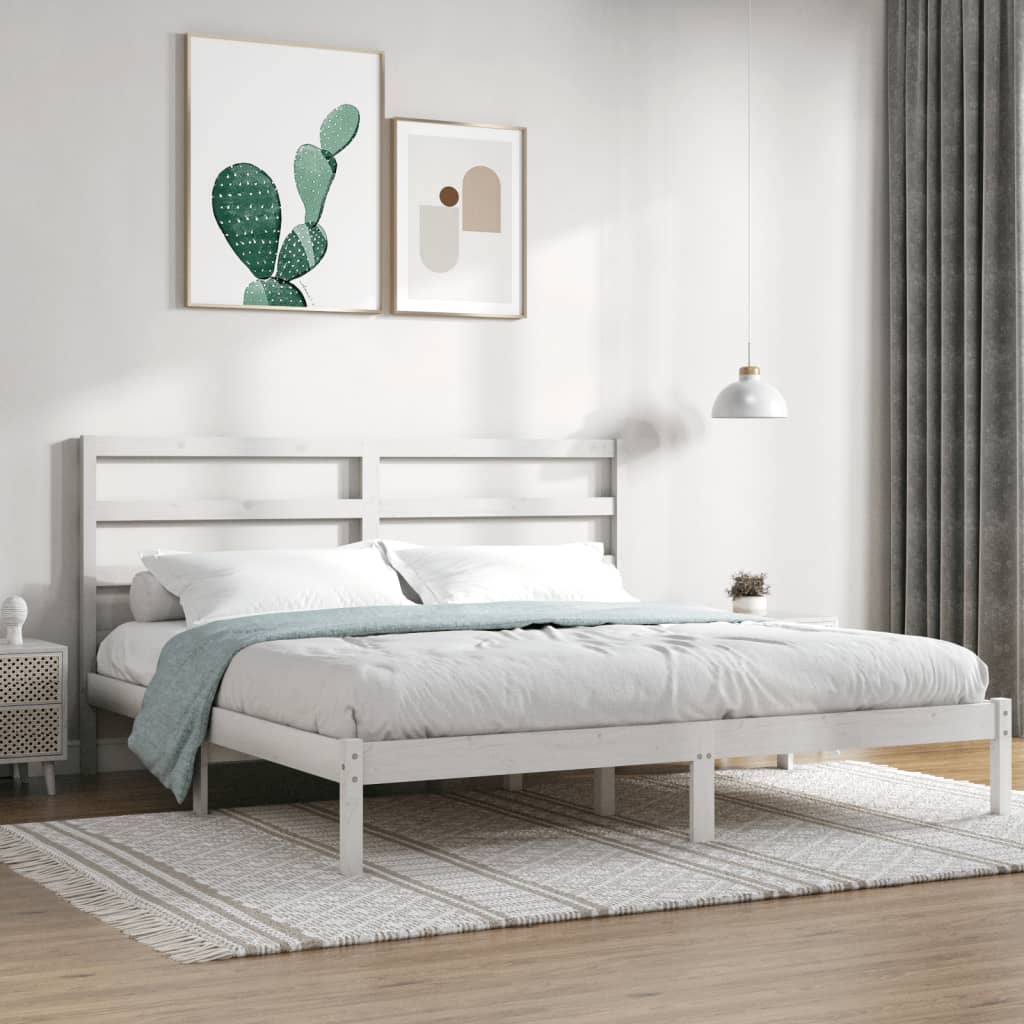 vidaXL Estrutura de cama super king pinho maciço 180x200 cm branco