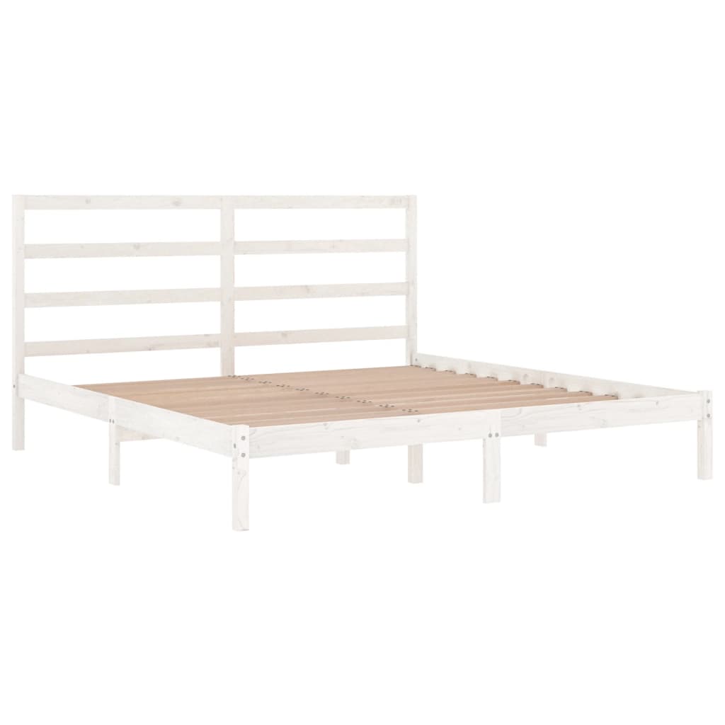 vidaXL Estrutura de cama super king pinho maciço 180x200 cm branco