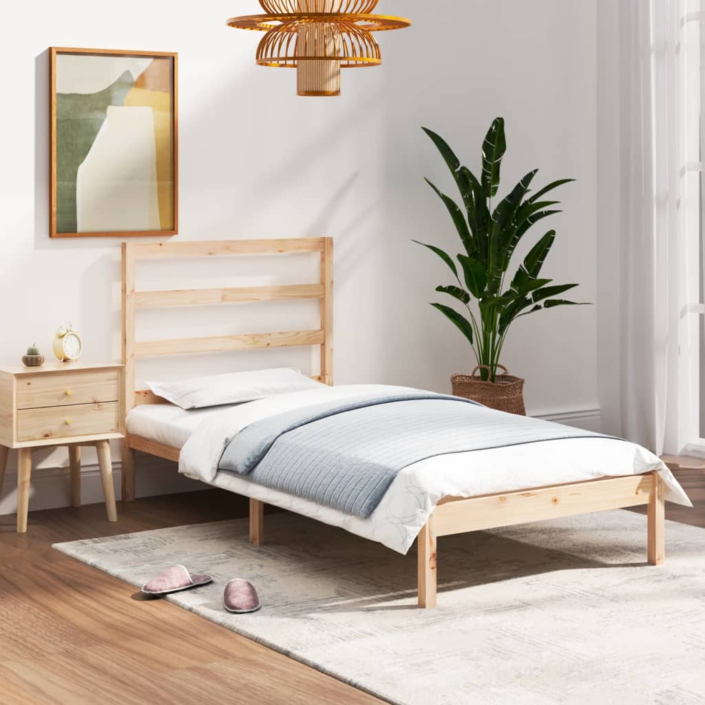 vidaXL Estrutura de cama pequena solteiro 75x190 cm madeira maciça