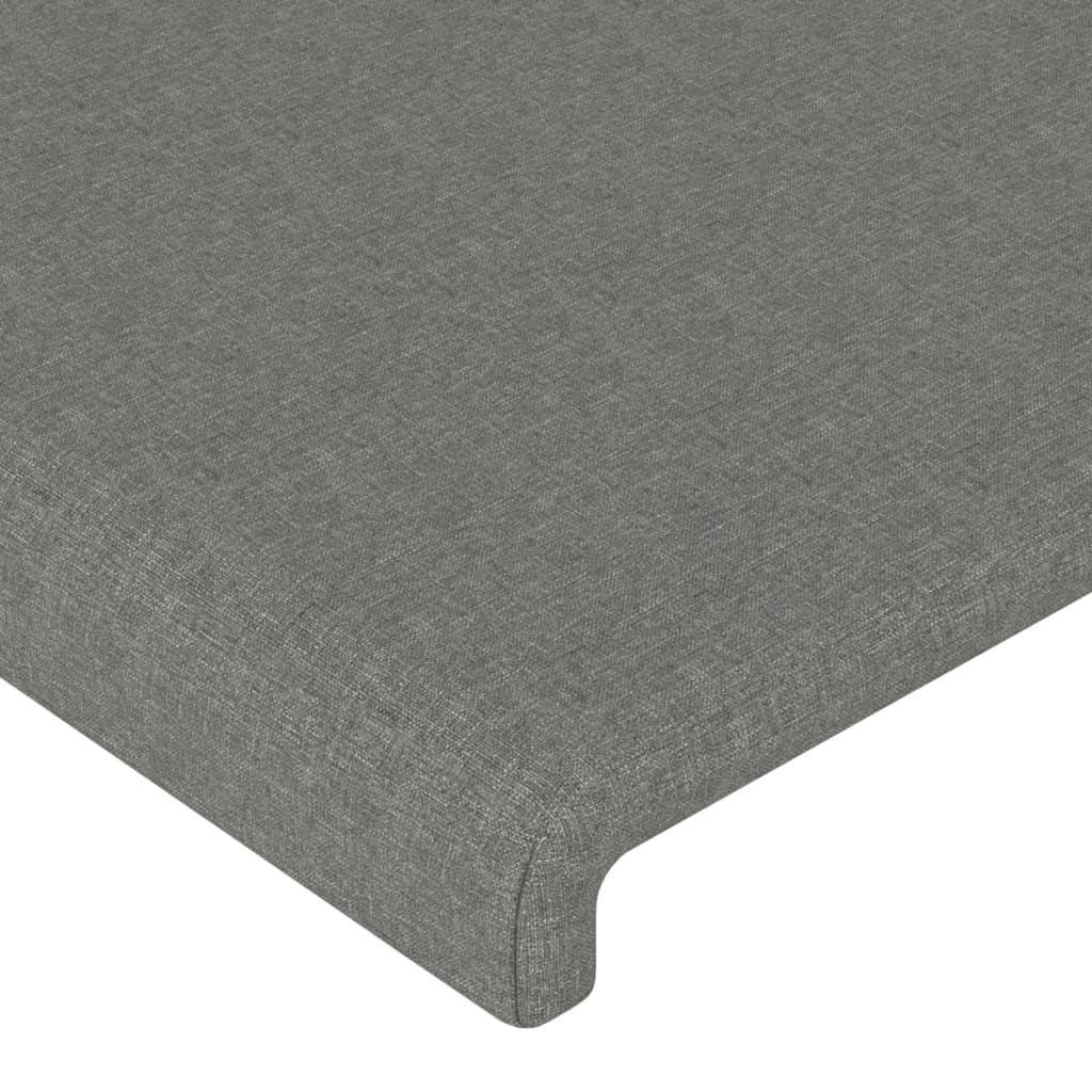 vidaXL Cabeceira cama c/ luzes LED tecido 103x16x78/88cm cinza-escuro