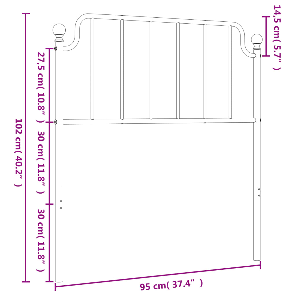 vidaXL Cabeceira de cama 90 cm metal branco