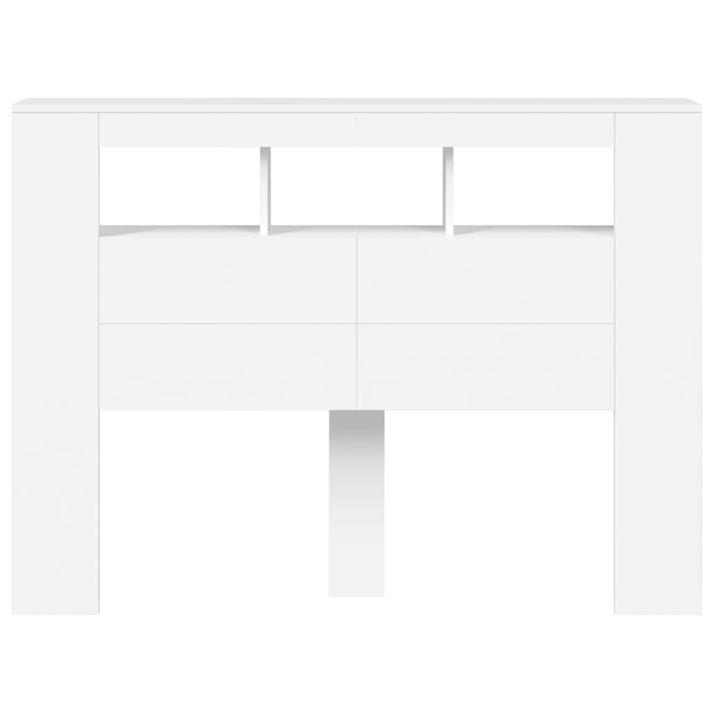 vidaXL Cabeceira cama c/ LEDs 140x18,5x103,5 cm deriv. madeira branco