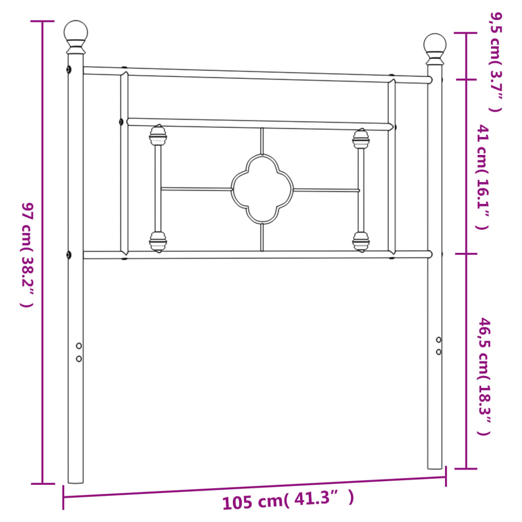 vidaXL Cabeceira de cama 100 cm metal preto