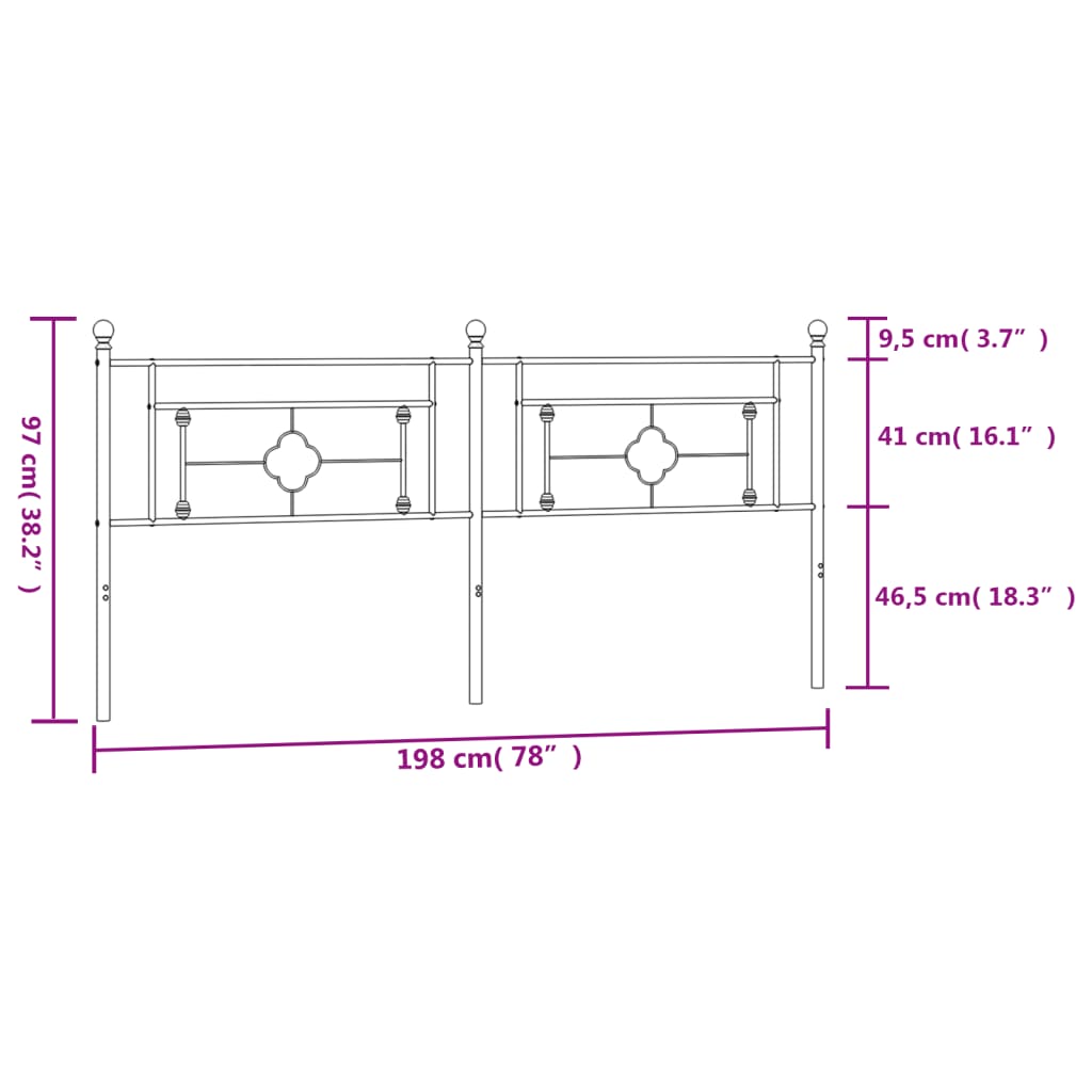 vidaXL Cabeceira de cama 193 cm metal branco