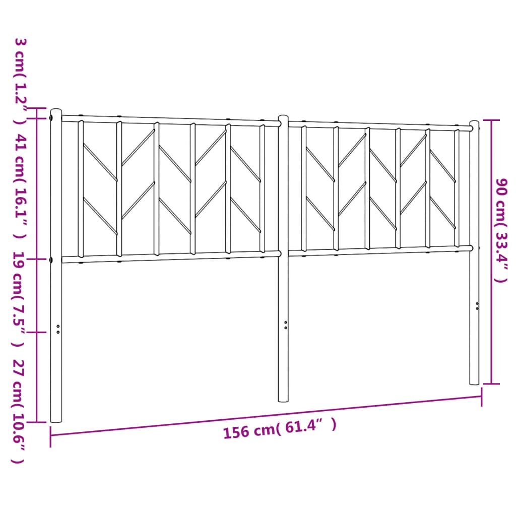 vidaXL Cabeceira de cama 150 cm metal branco