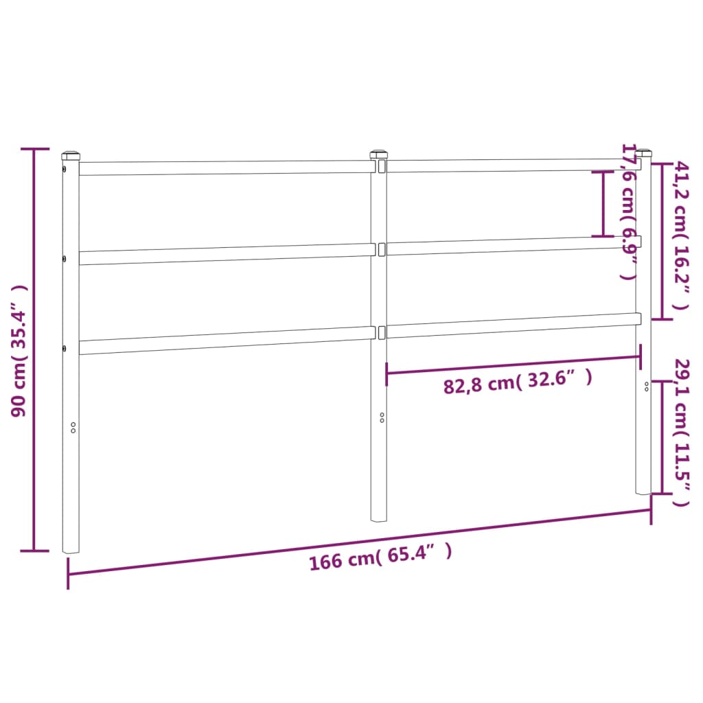 vidaXL Cabeceira de cama 160 cm metal preto