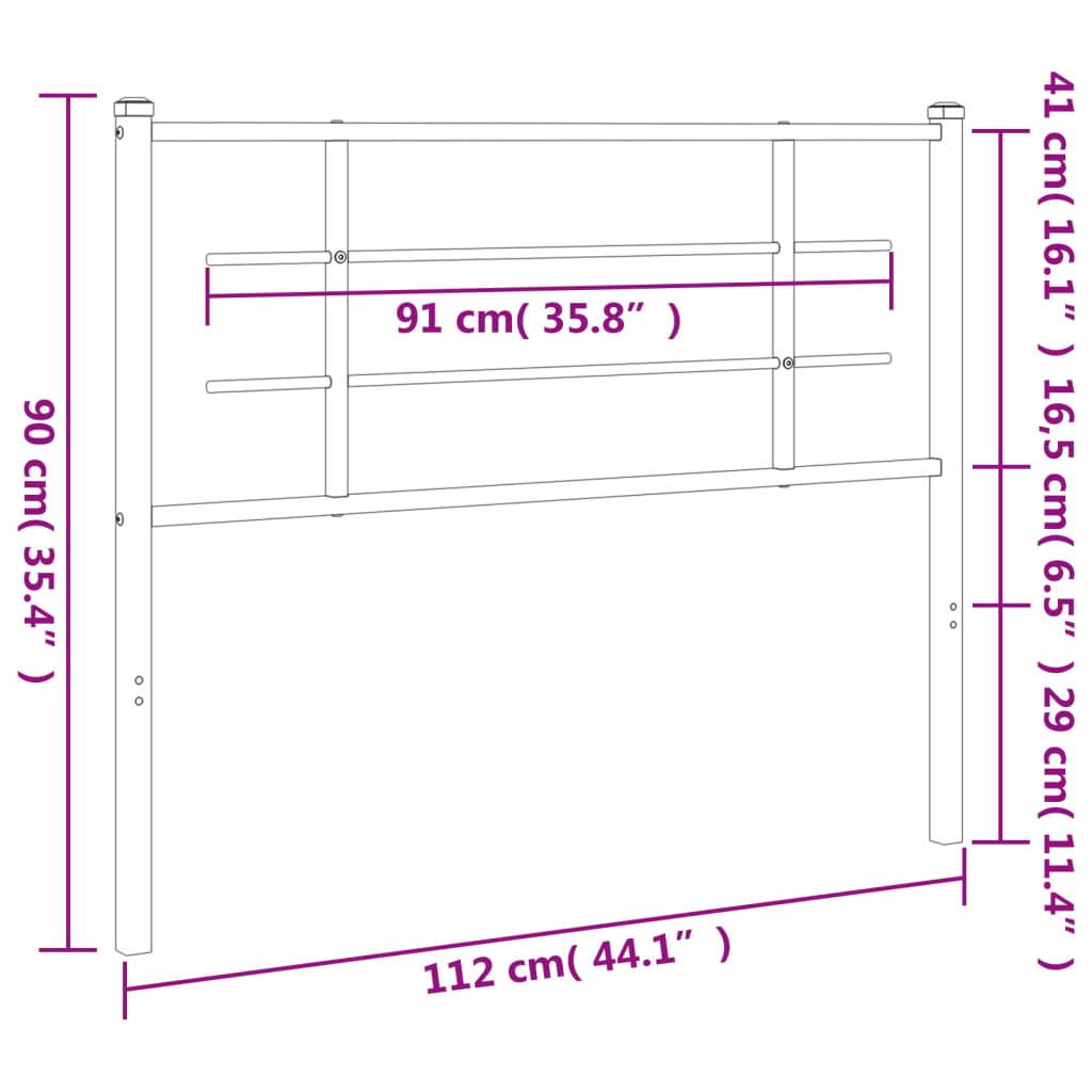 vidaXL Cabeceira de cama 107 cm metal preto