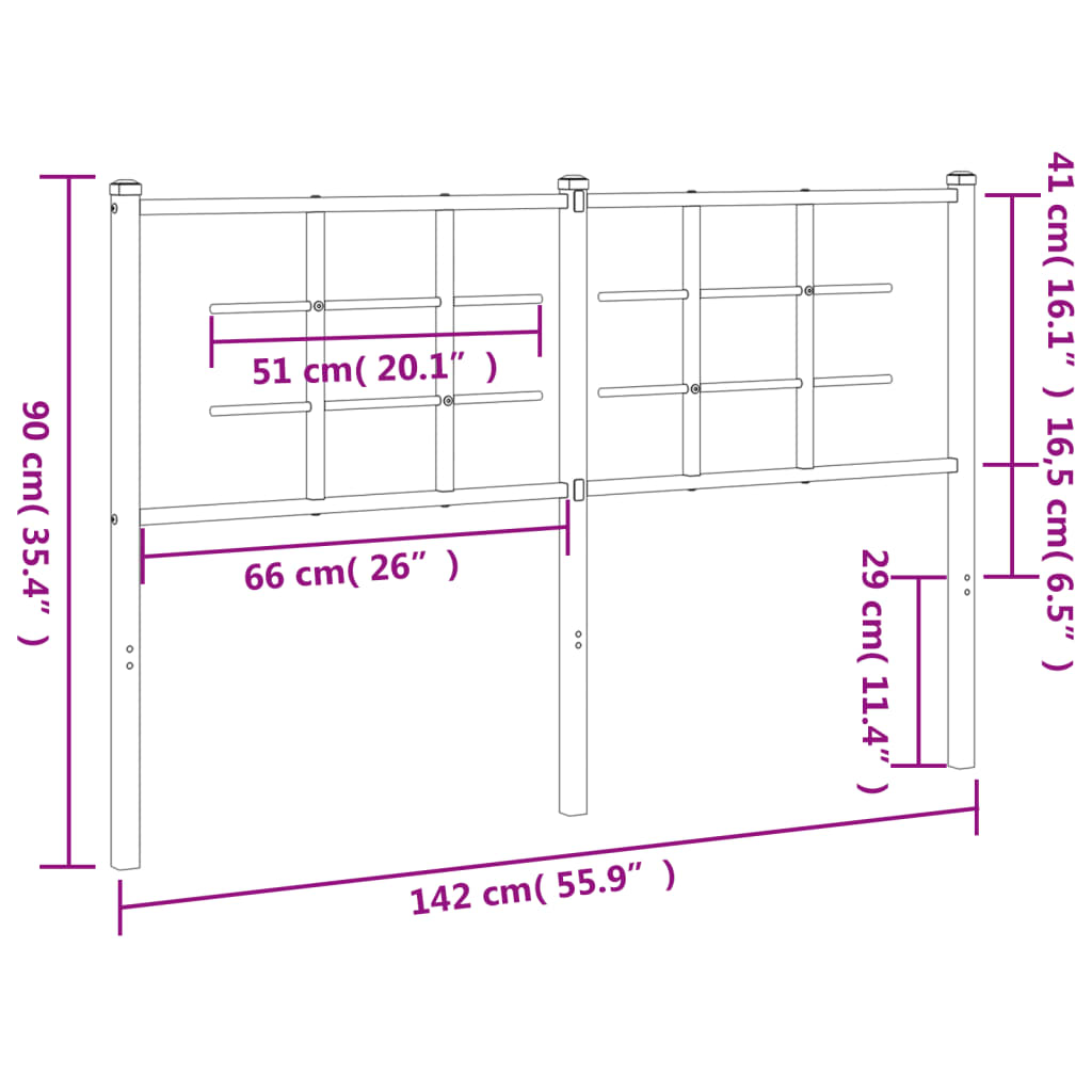 vidaXL Cabeceira de cama 135 cm metal preto