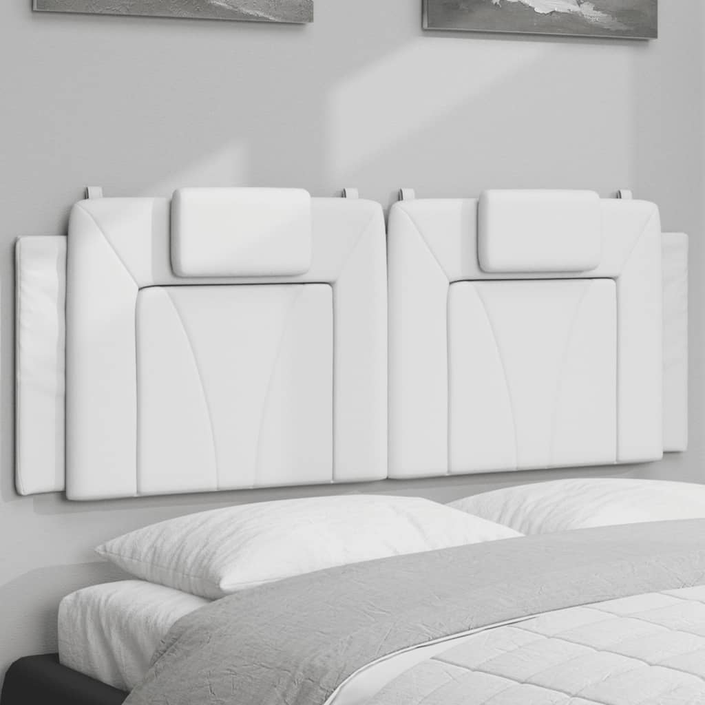 vidaXL Almofadão de cabeceira 120 cm couro artificial branco