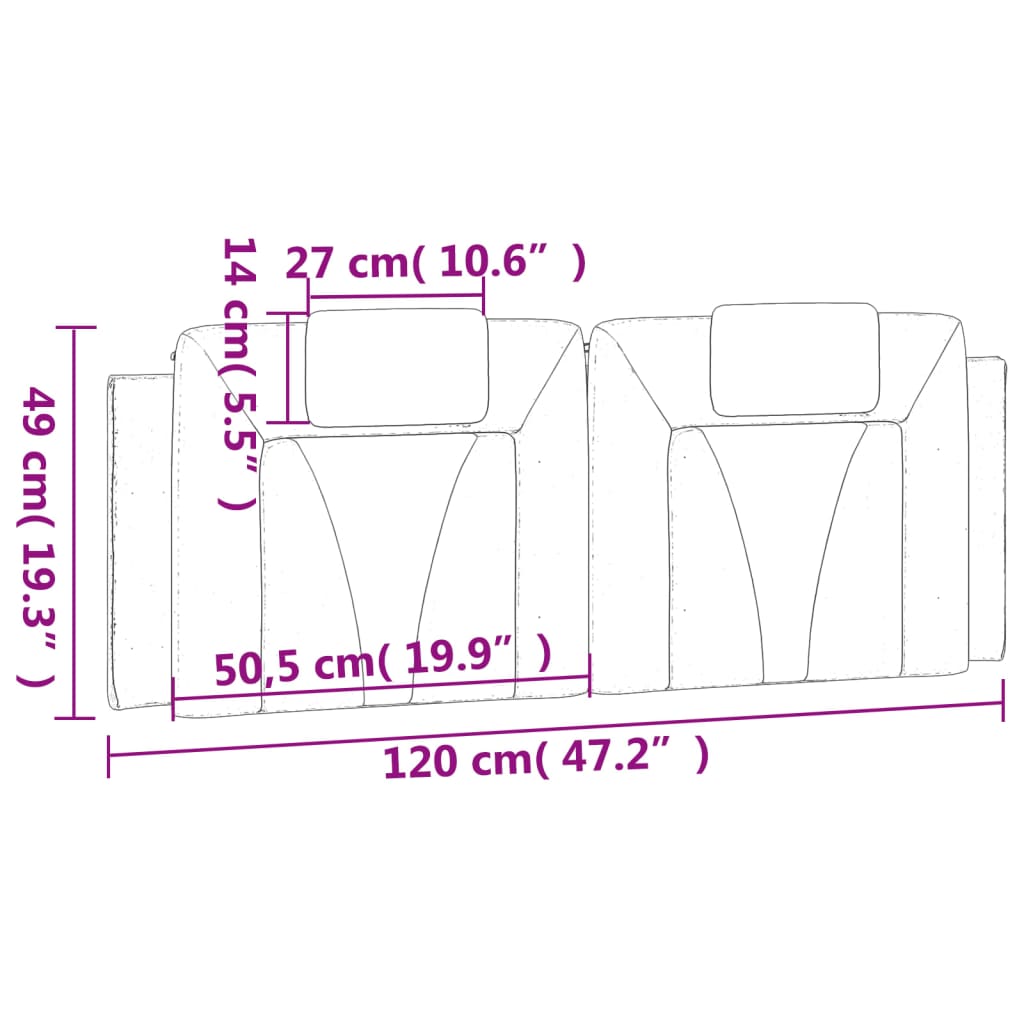 vidaXL Almofadão de cabeceira 120 cm couro artificial branco