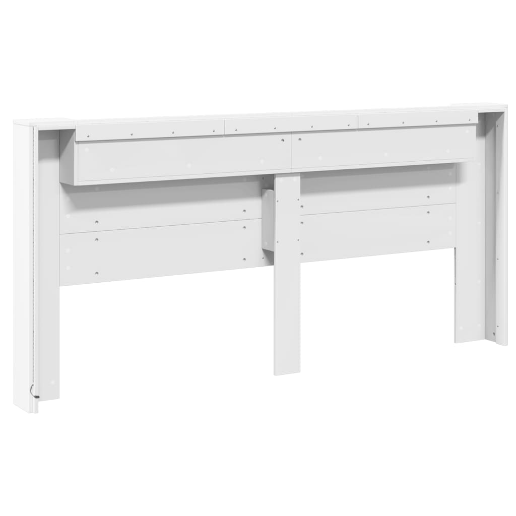 vidaXL Armário de cabeceira com luzes LED 220x16,5x103,5 cm branco