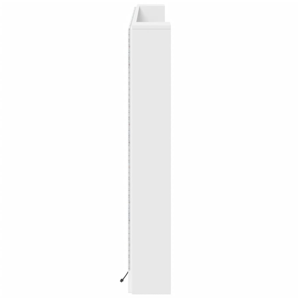 vidaXL Armário de cabeceira com luzes LED 180x16,5x103,5 cm branco