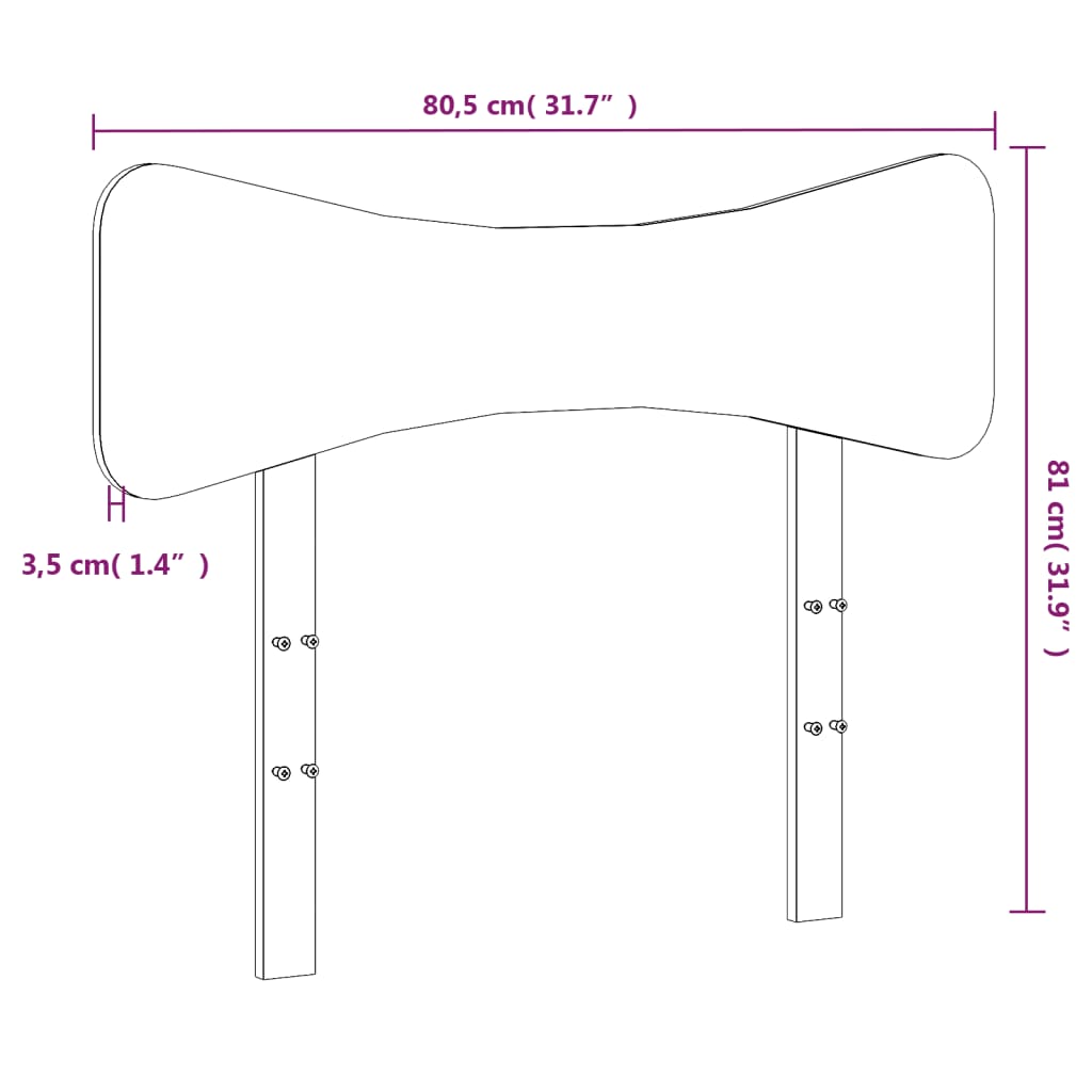 vidaXL Cabeceira 75 cm madeira de pinho maciça branco