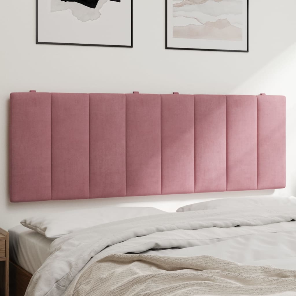 vidaXL Almofadão de cabeceira 120 cm veludo rosa