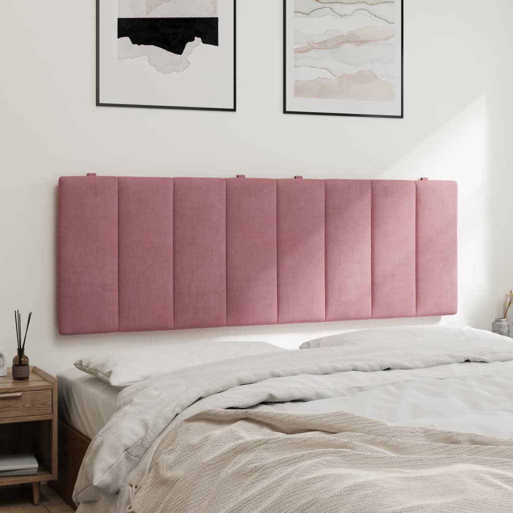 vidaXL Almofadão de cabeceira 120 cm veludo rosa