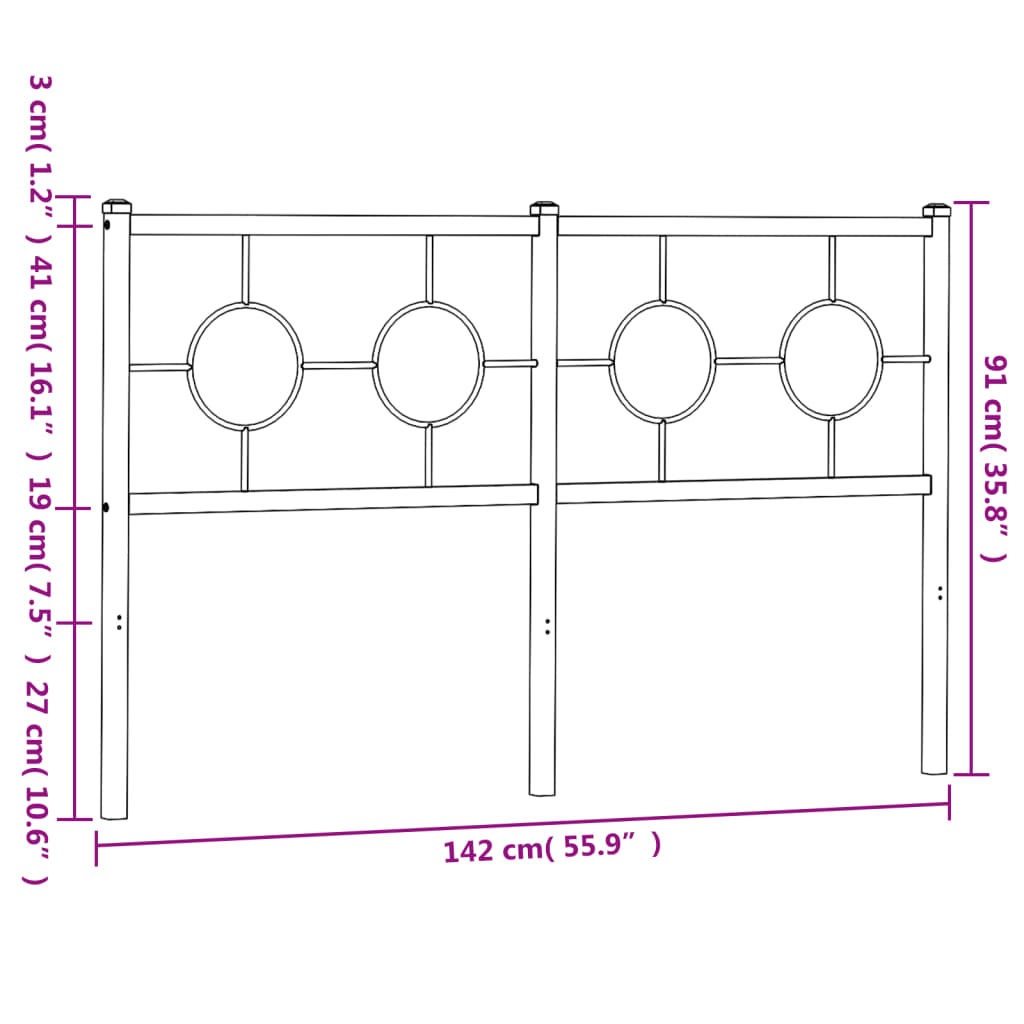 vidaXL Cabeceira de cama 135 cm metal branco