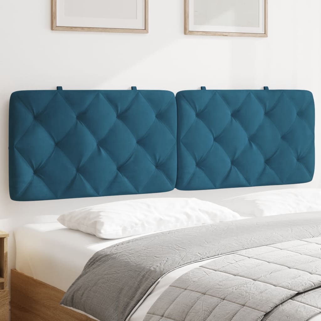 vidaXL Almofadão de cabeceira 160 cm veludo azul