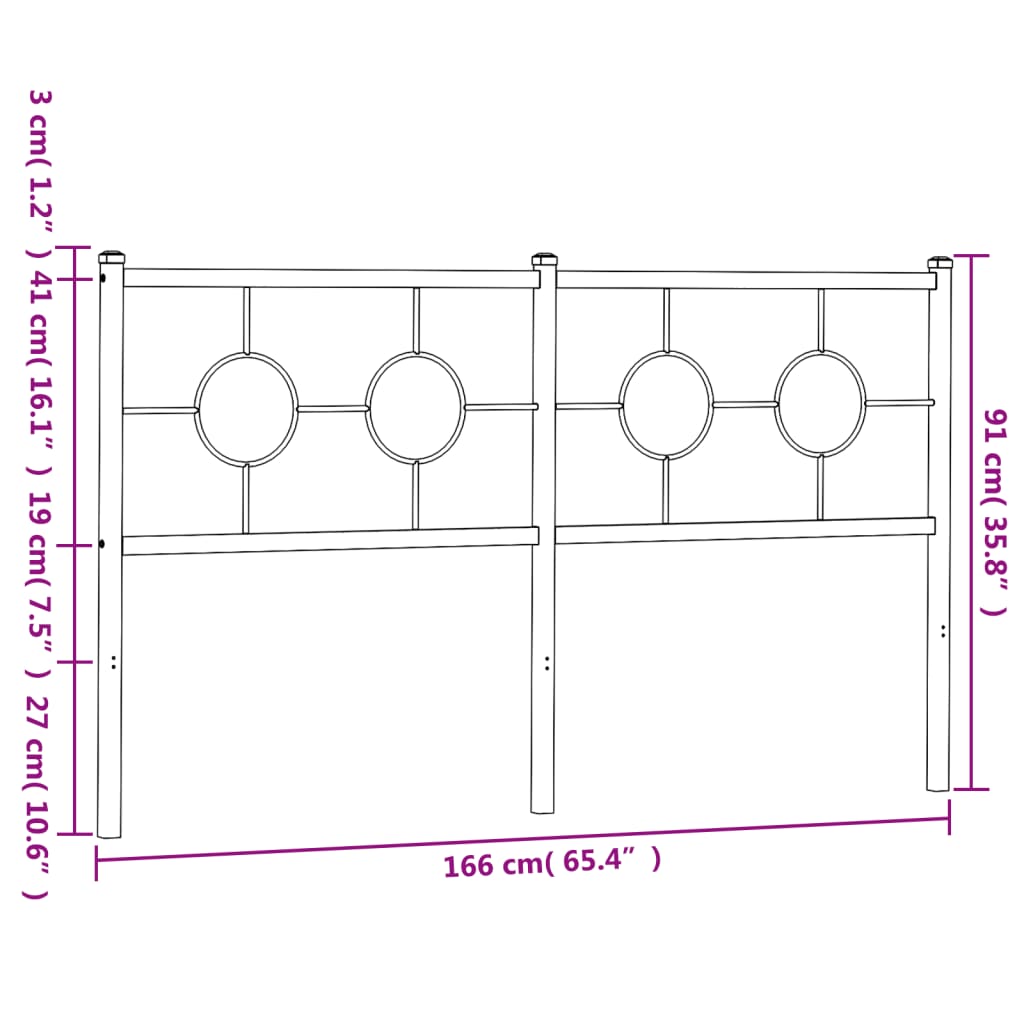 vidaXL Cabeceira de cama 160 cm metal preto