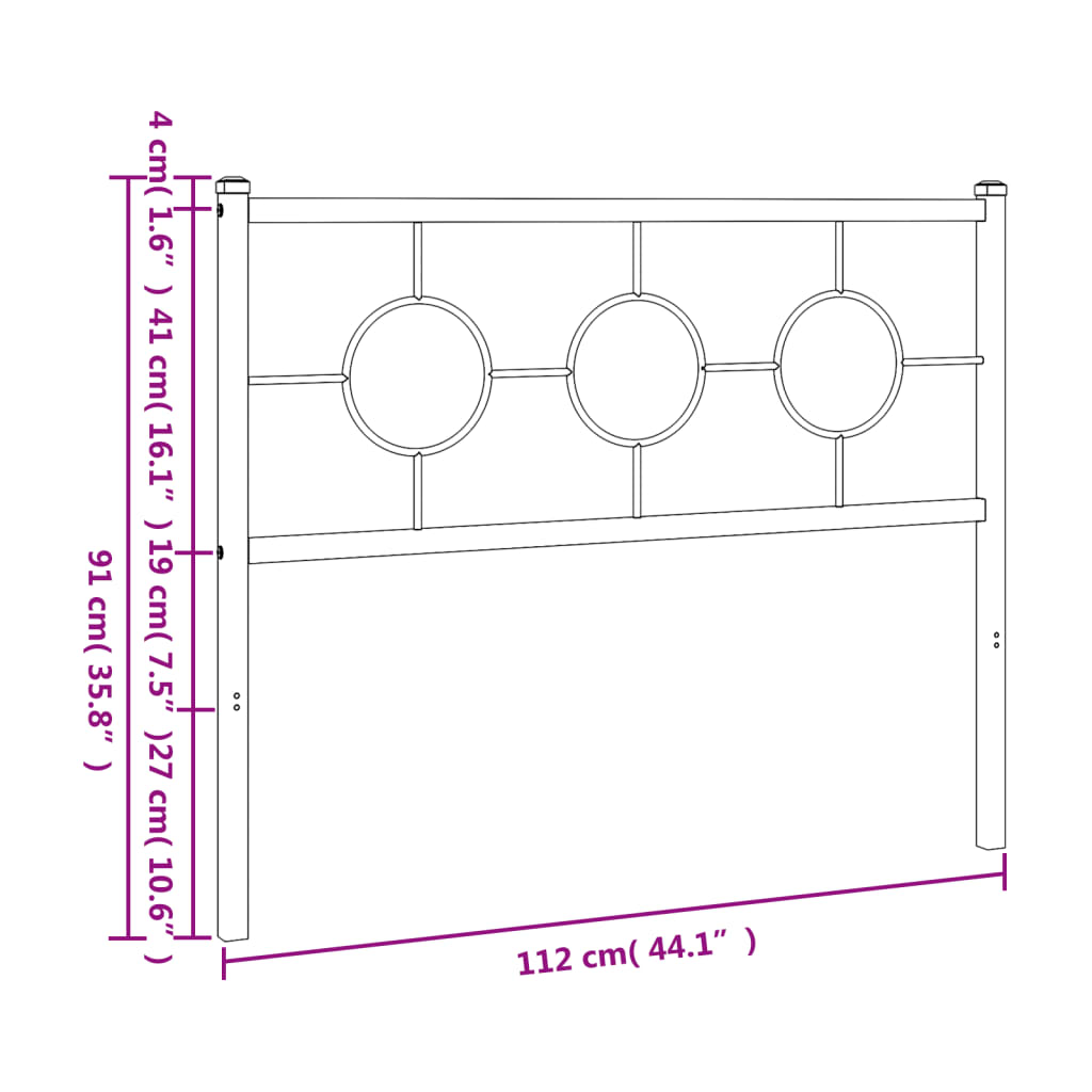 vidaXL Cabeceira de cama 107 cm metal branco