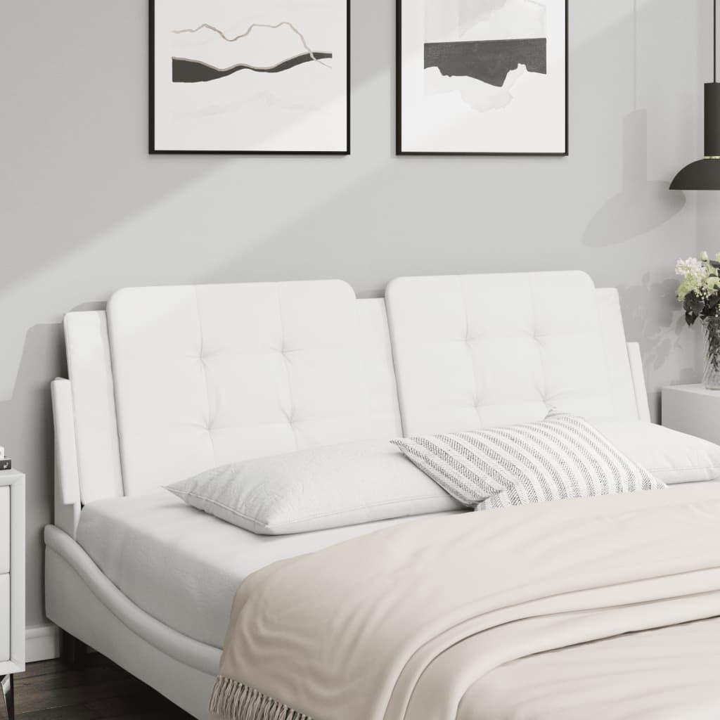 vidaXL Almofadão de cabeceira 160 cm couro artificial branco