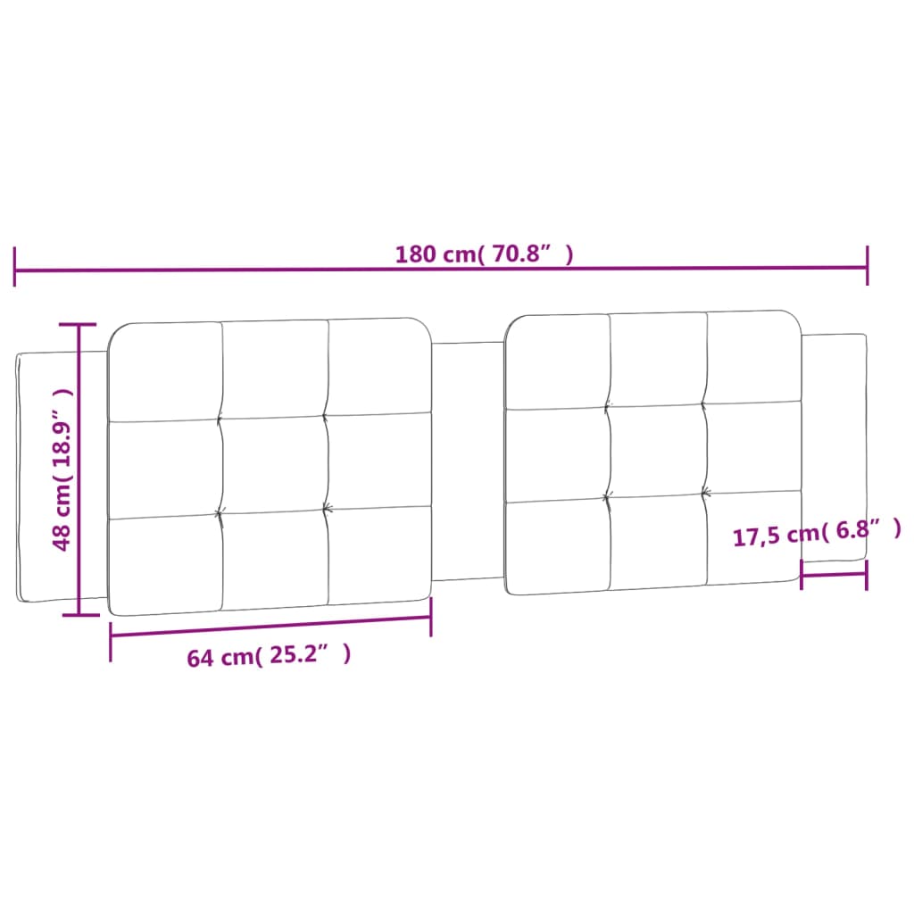 vidaXL Almofadão de cabeceira 180 cm couro artificial branco e preto