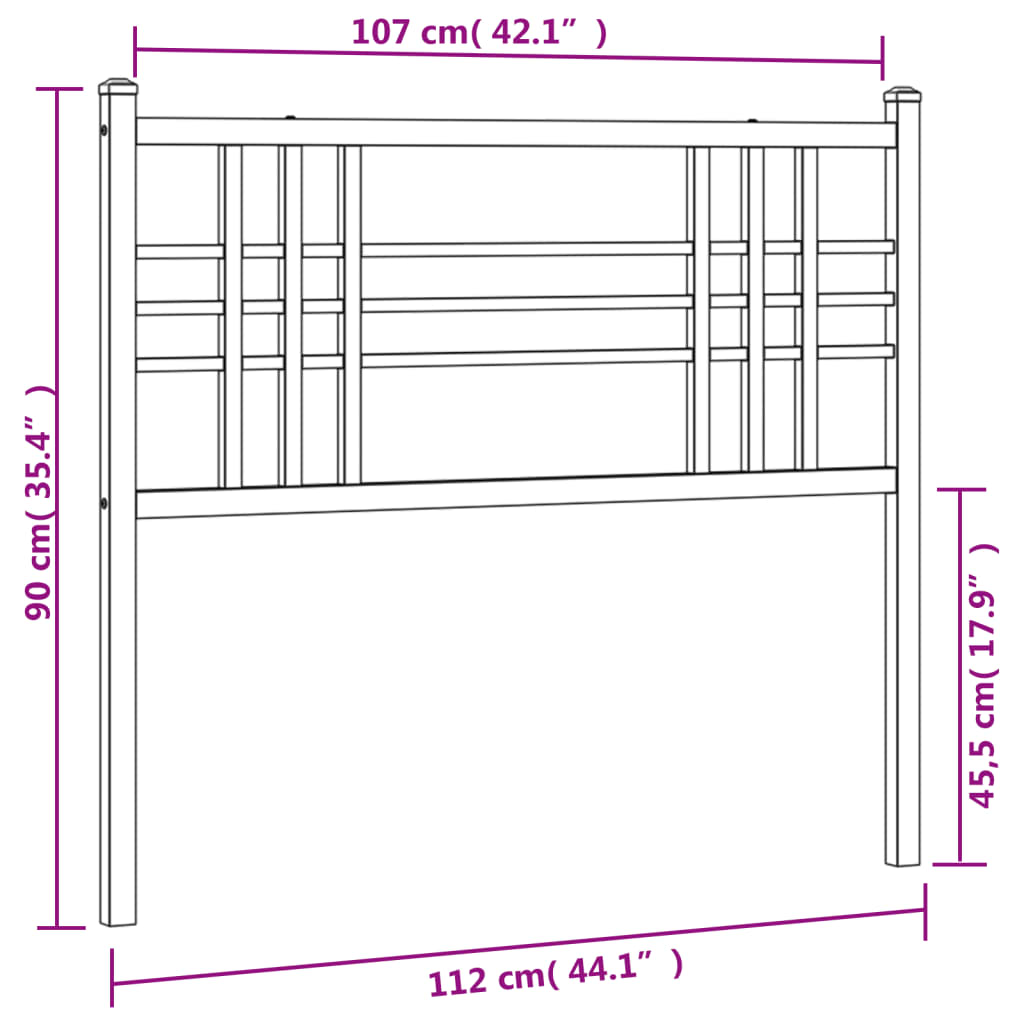 vidaXL Cabeceira de cama 107 cm metal branco