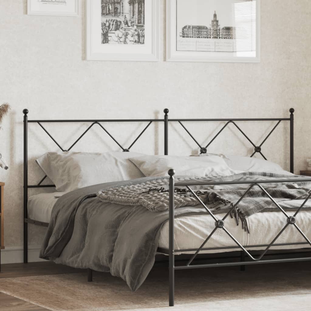 vidaXL Cabeceira de cama 180 cm metal preto