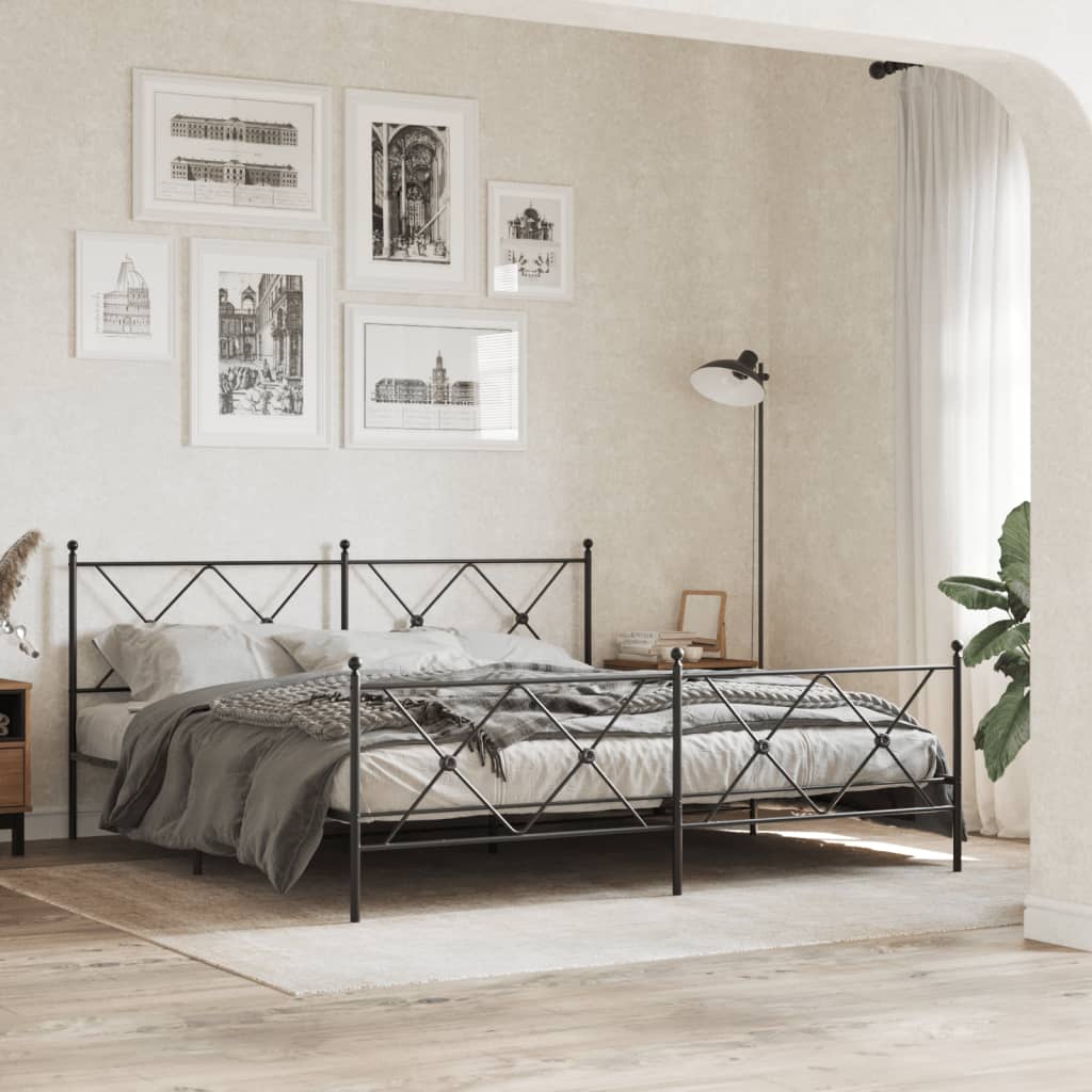 vidaXL Cabeceira de cama 180 cm metal preto